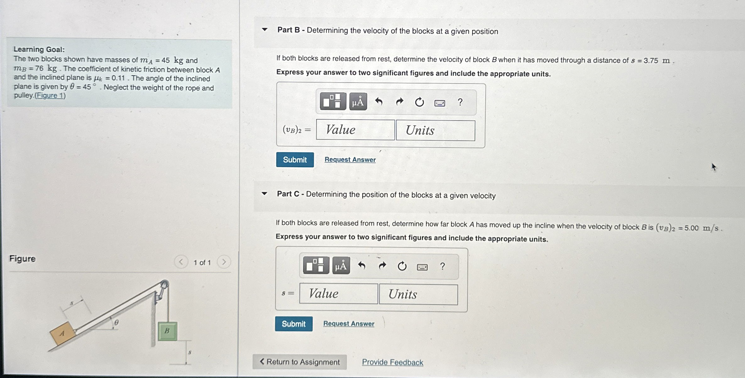 Learning Goal: The two blocks shown have masses