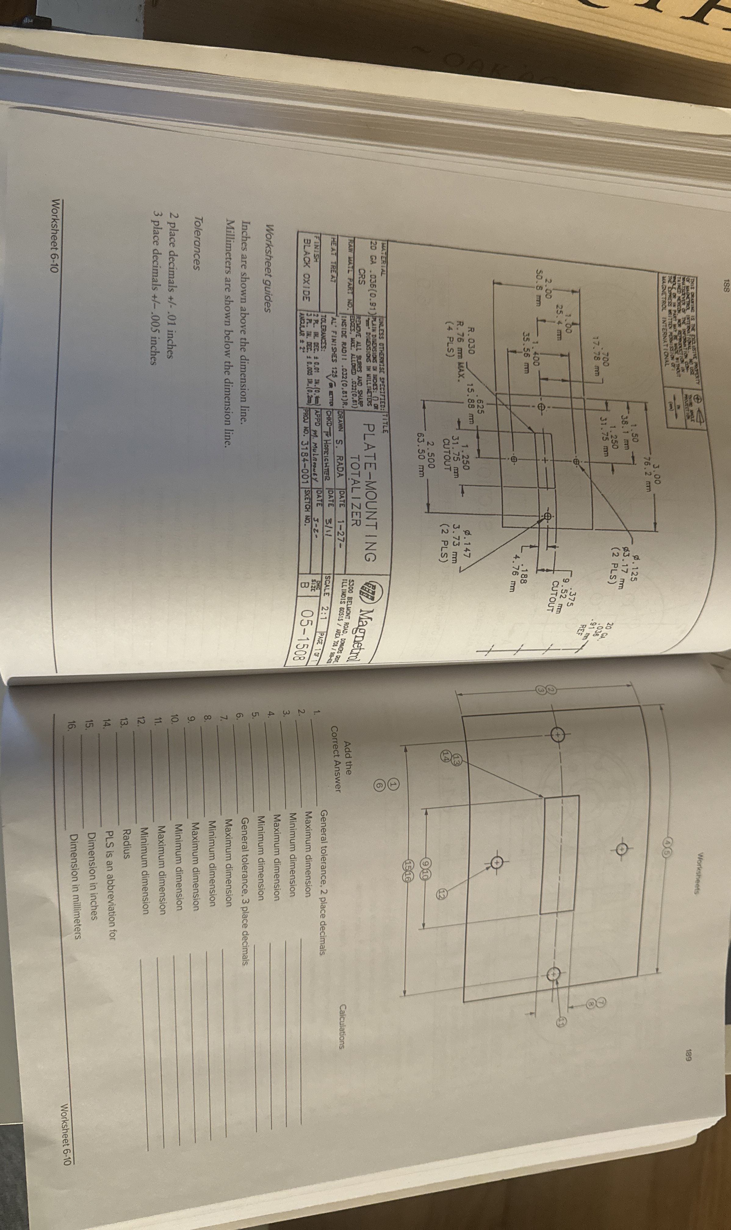 1 8 8 Worksheet guides Inches are shown above the