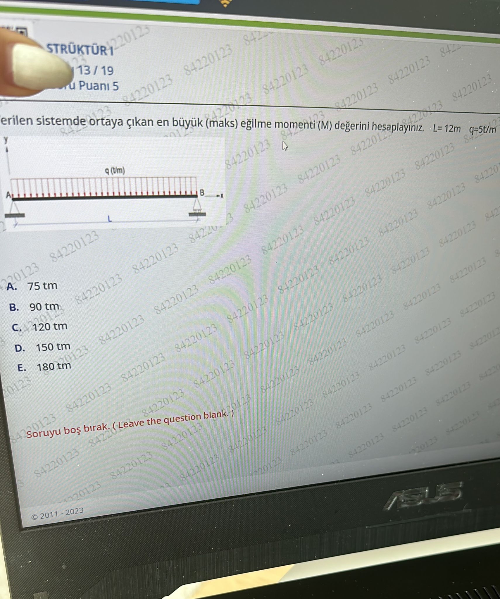 STR KT R 1 3 1 9 Verilen sistemde ortaya kan en b