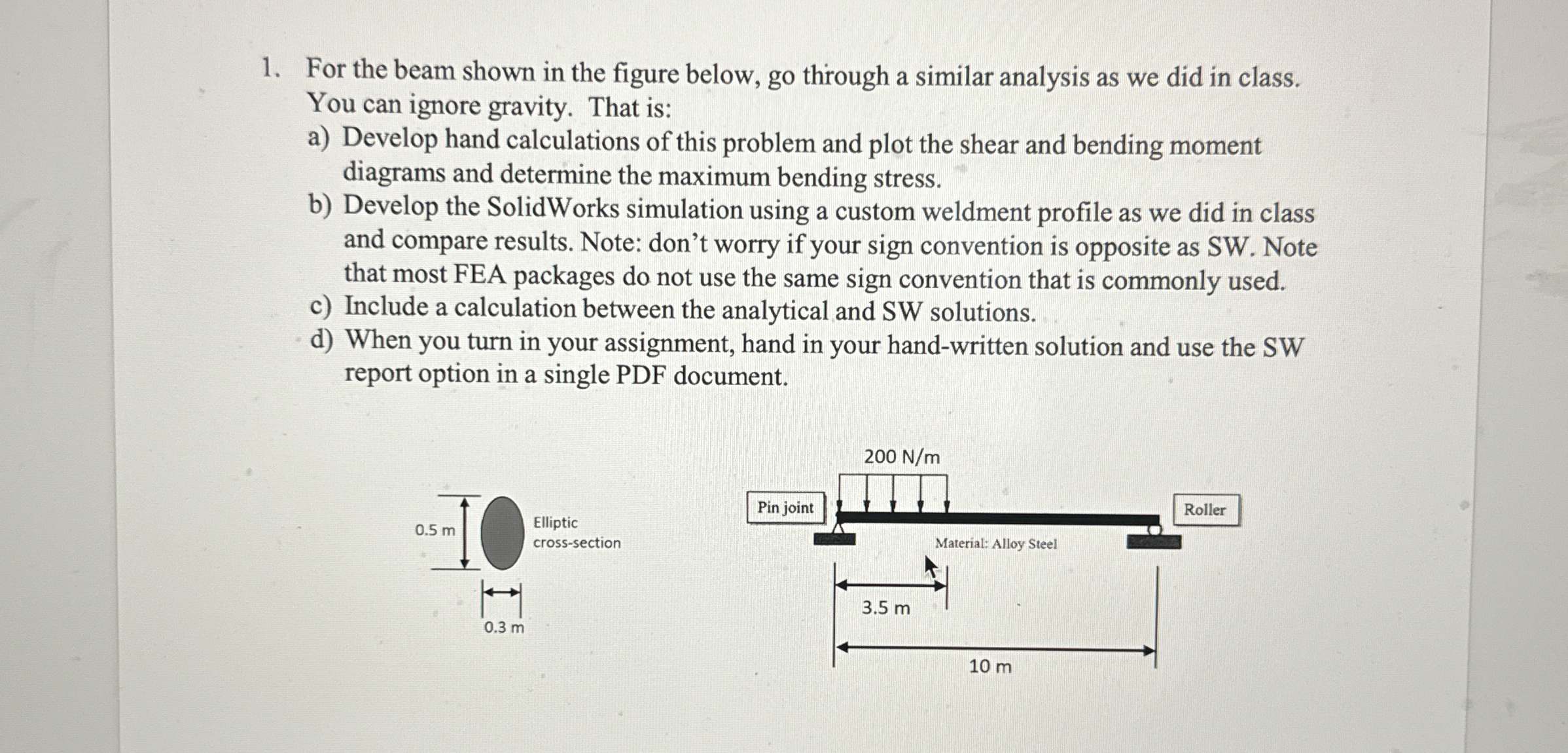 For the beam shown in the figure below, go