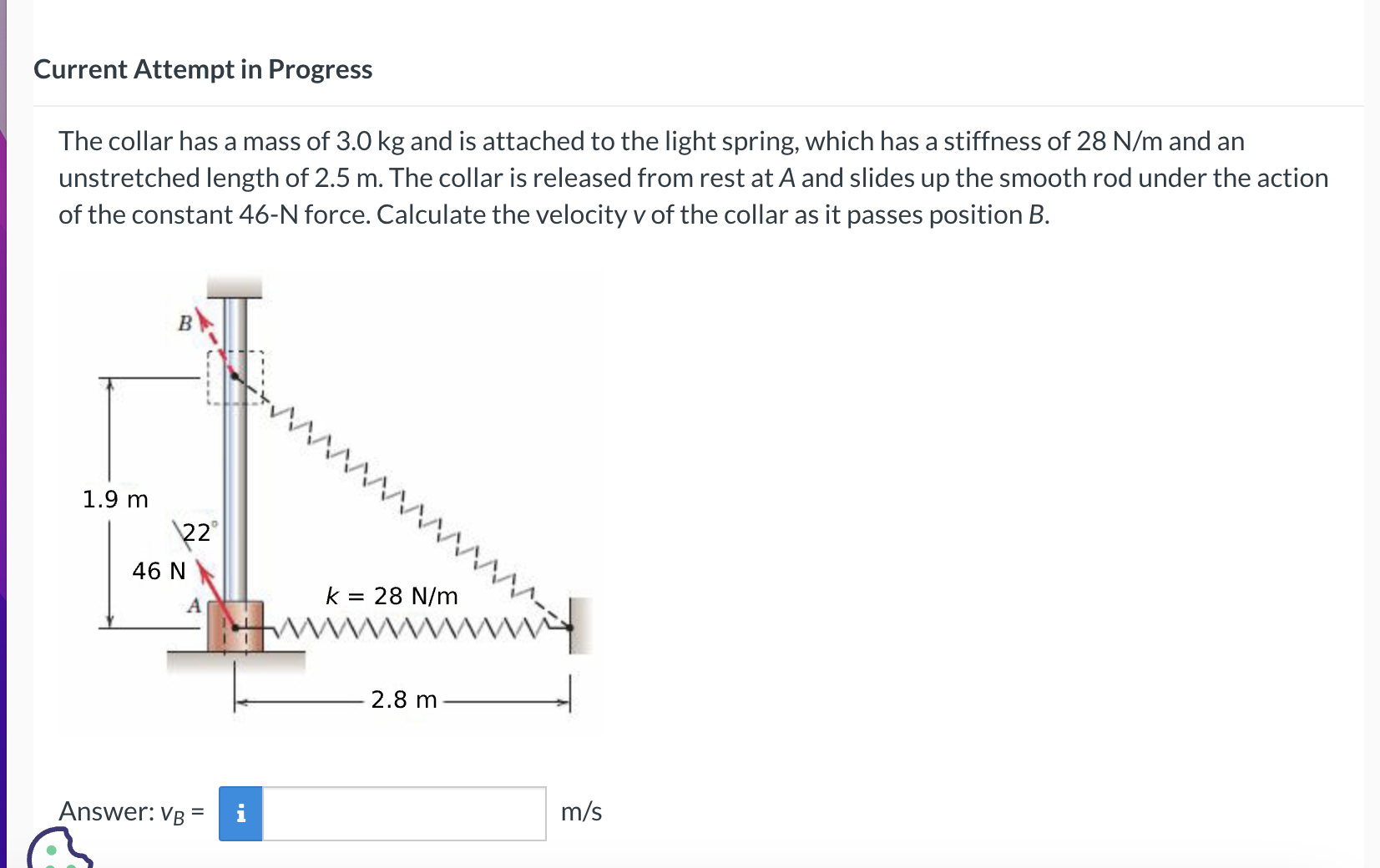 Current Attempt in Progress The collar has a mass