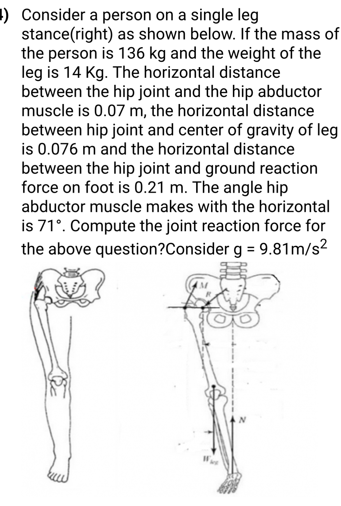 Consider a person on a single leg stance ( right