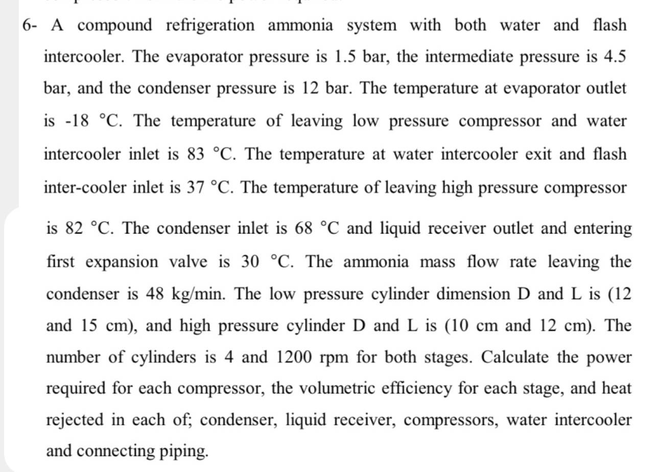 6 - A compound refrigeration ammonia system with