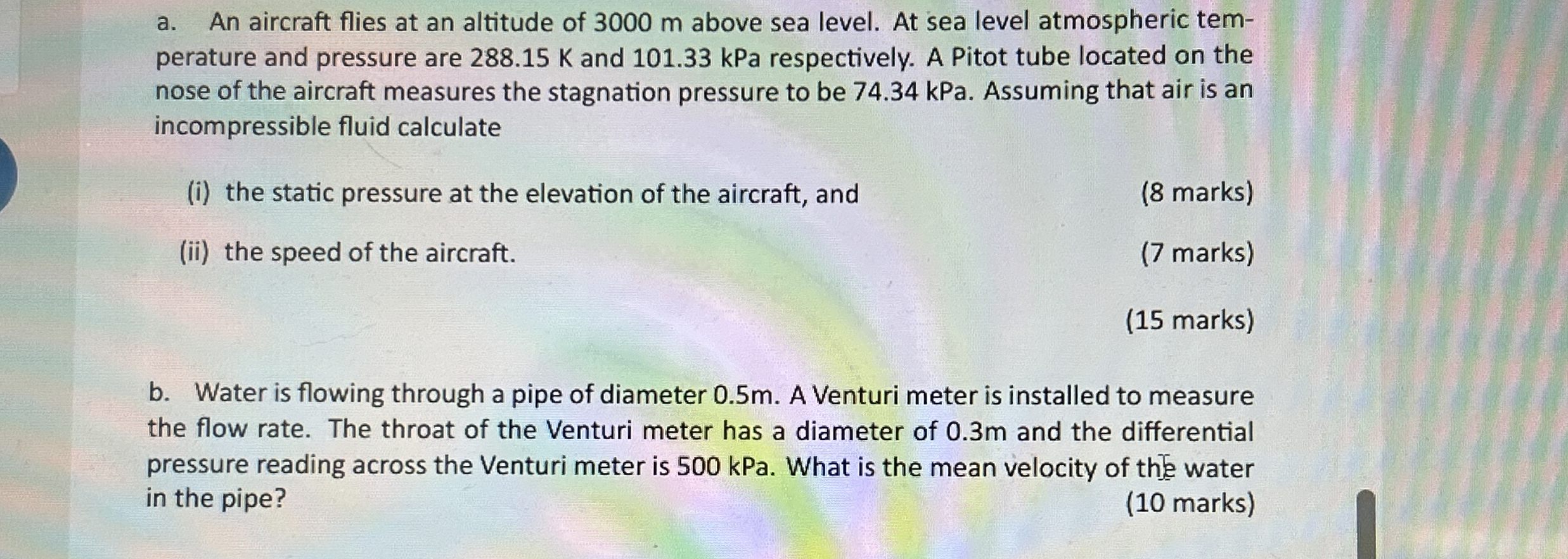 a . An aircraft flies at an altitude of 3 0 0 0 m