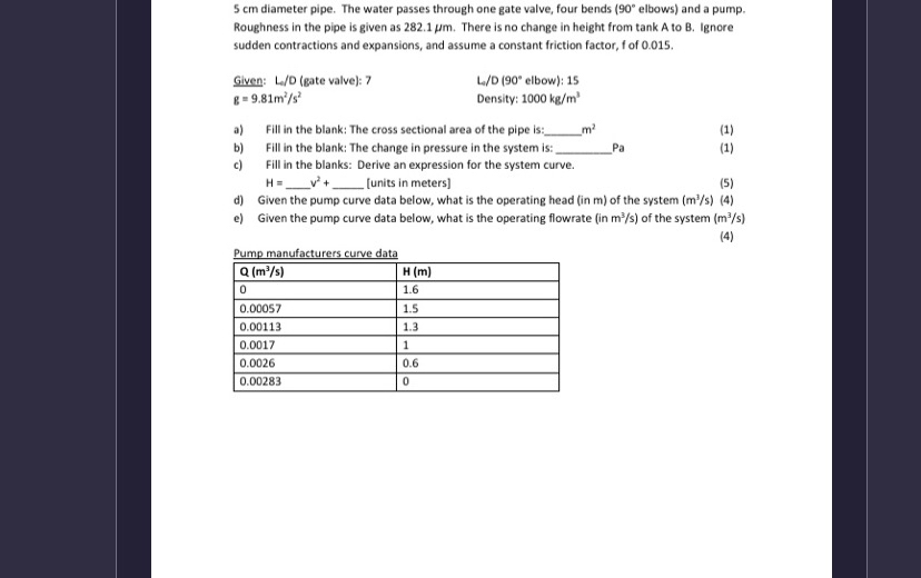 5 cm diameter pipe. The water passes through one