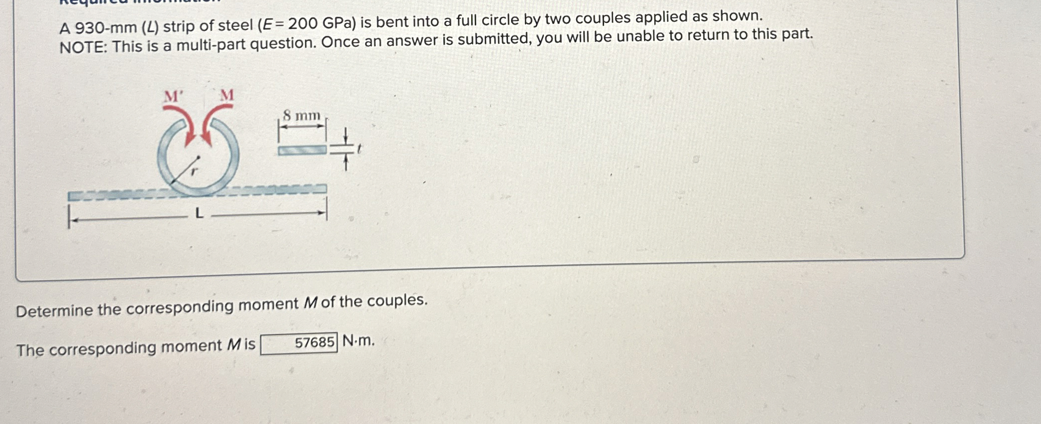 A 9 3 0 - mm ( L ) strip of steel ( E = 2 0 0 GPa