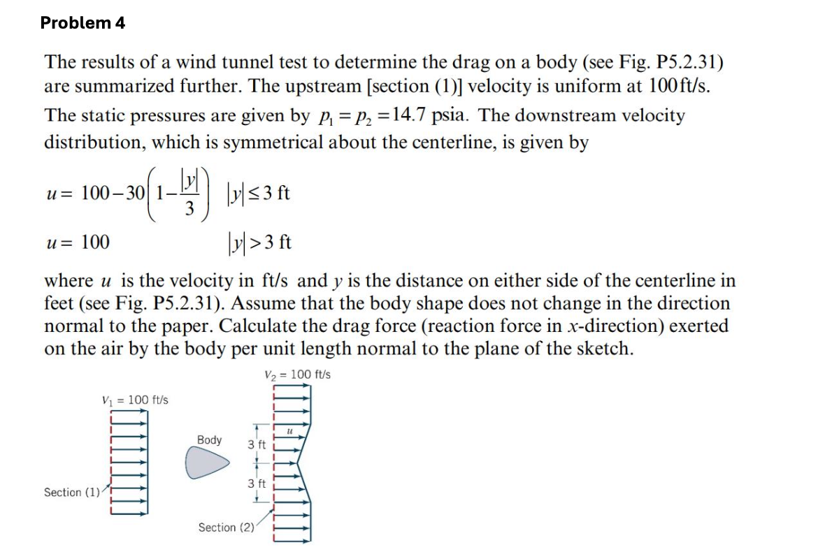 Problem 4 The results of a wind tunnel test to
