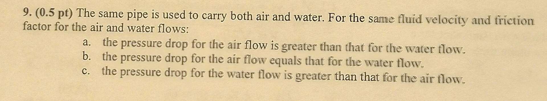 ( 0 . 5 p t ) The same pipe is used to carry both