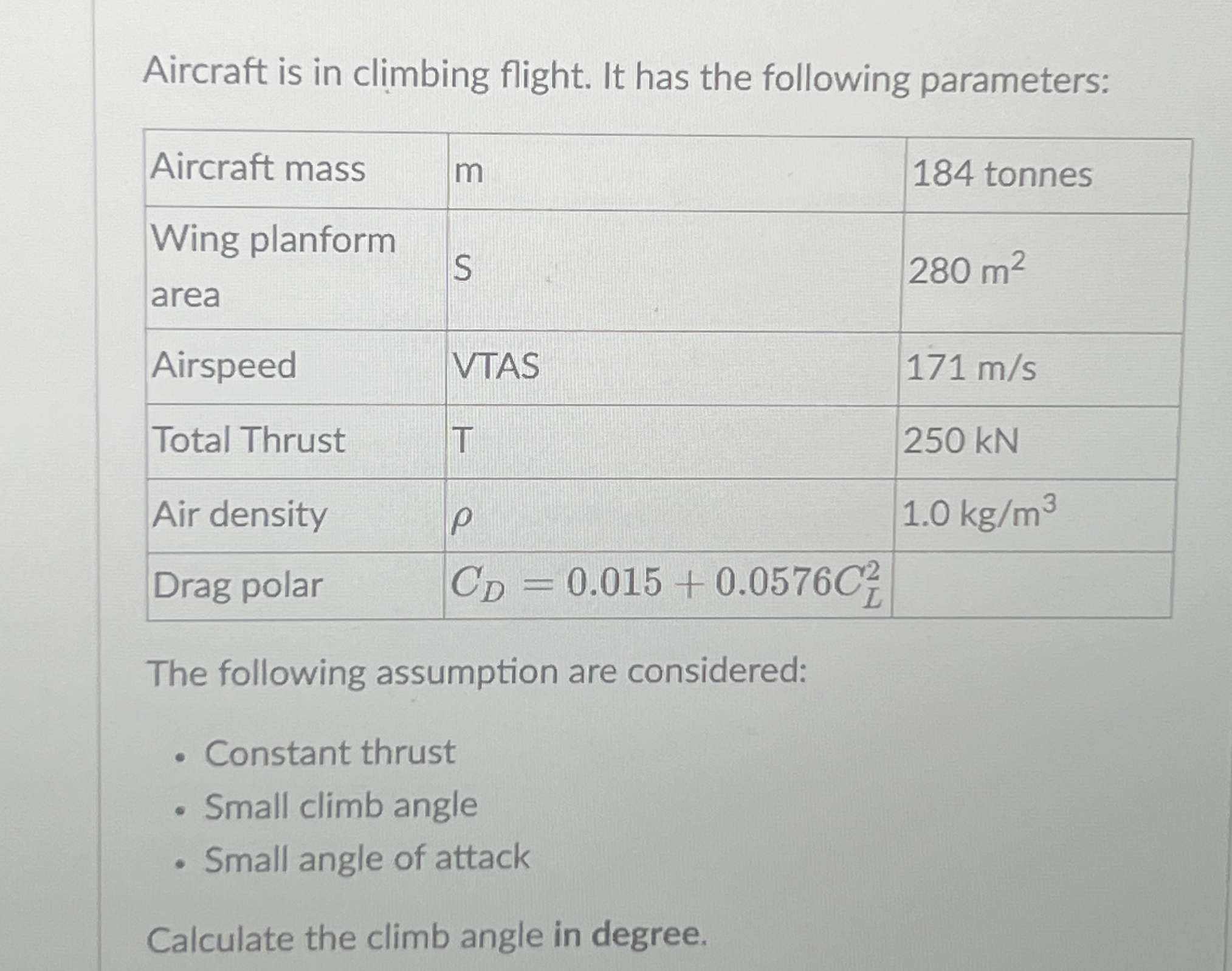 Aircraft is in climbing flight. It has the