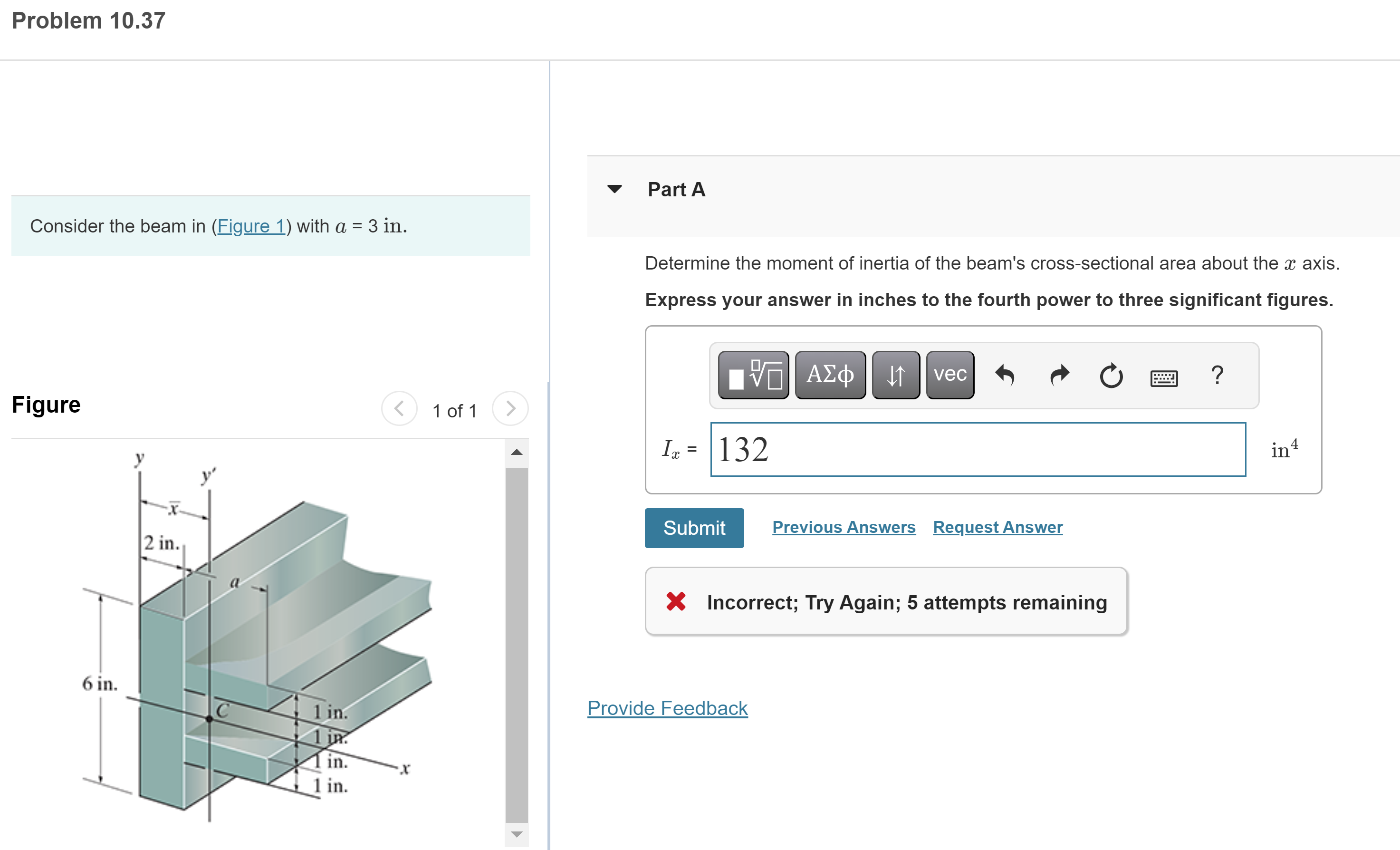 Consider the beam in ( Figure 1 ) with a = 3 in .