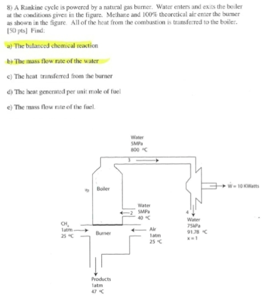 8 ) A Rankine cycle is powered by a natural gas
