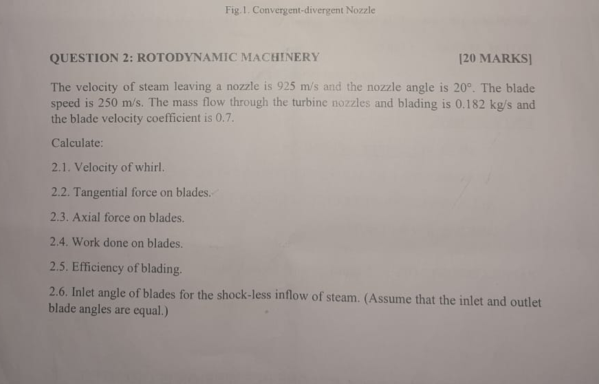 Fig . 1 . Convergent - divergent Nozzle QUESTION
