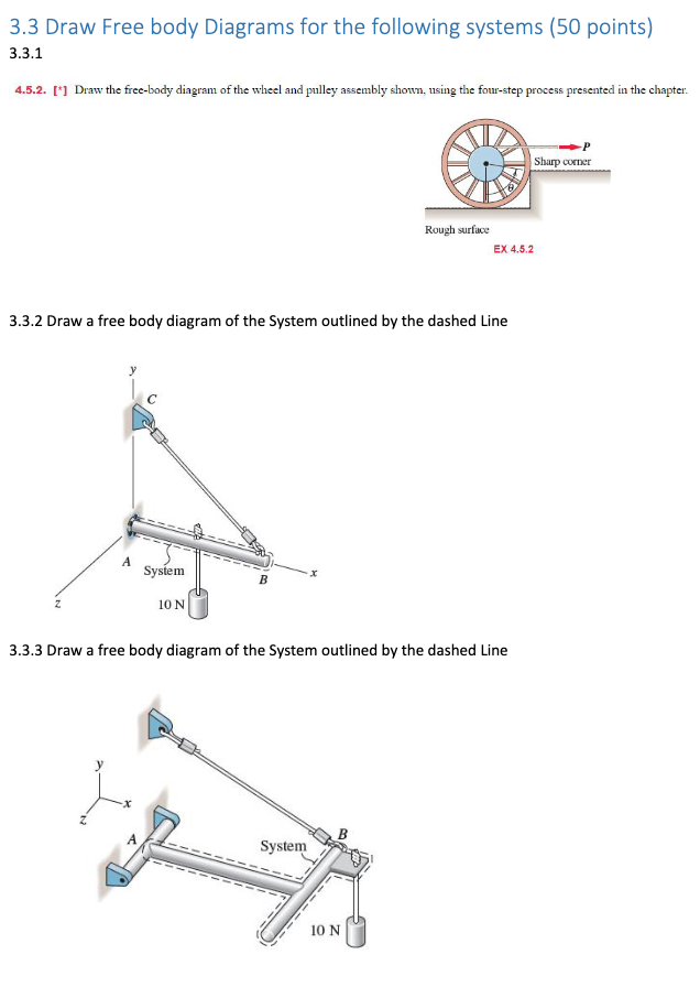 3 . 3 Draw Free body Diagrams for the following