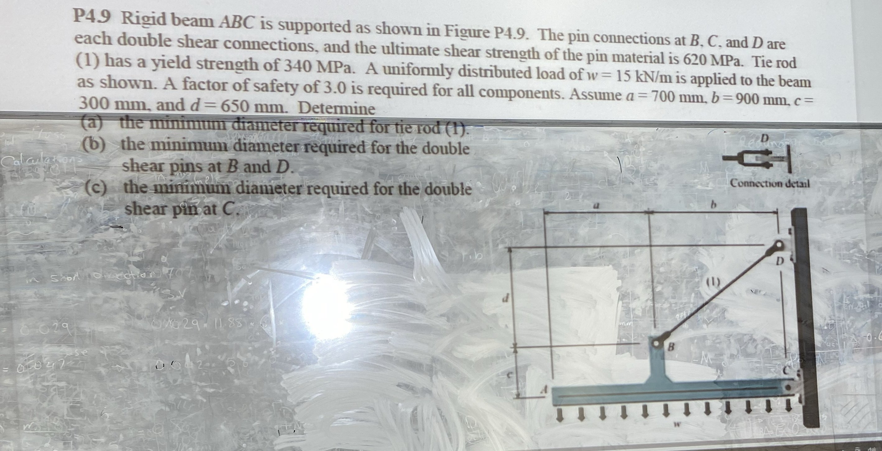 P 4 . 9 Rigid beam ABC is supported as shown in