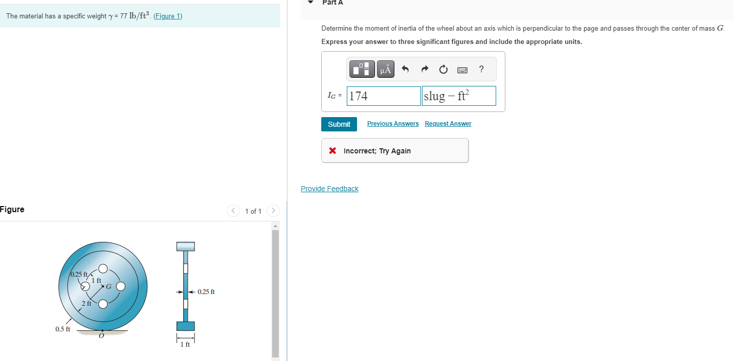 The material has a specific weight gamma = 7 7 lb