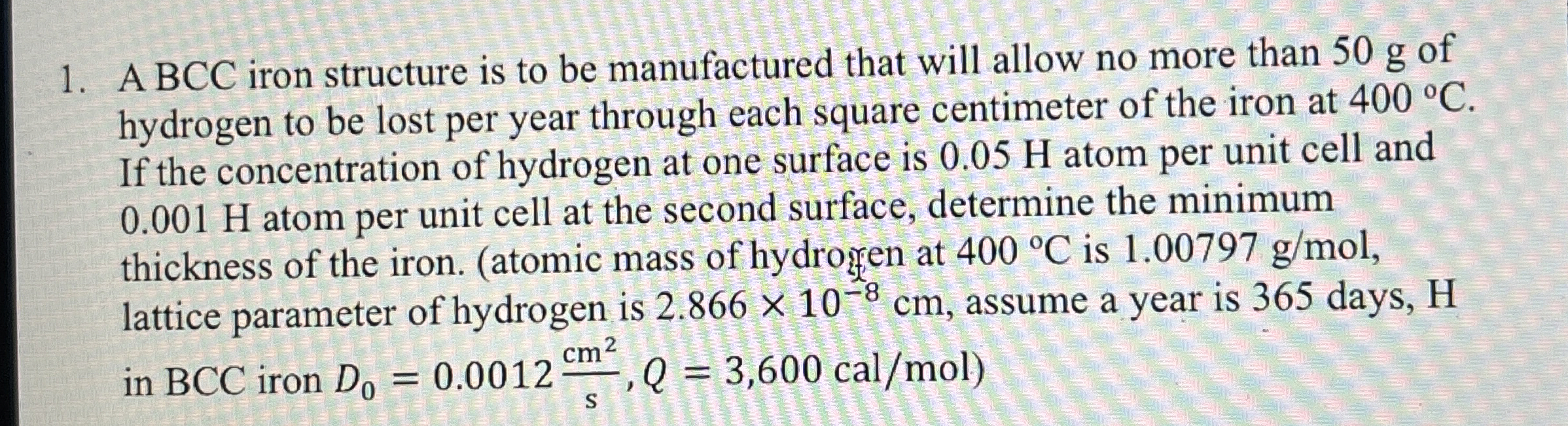 ABCC iron structure is to be manufactured that