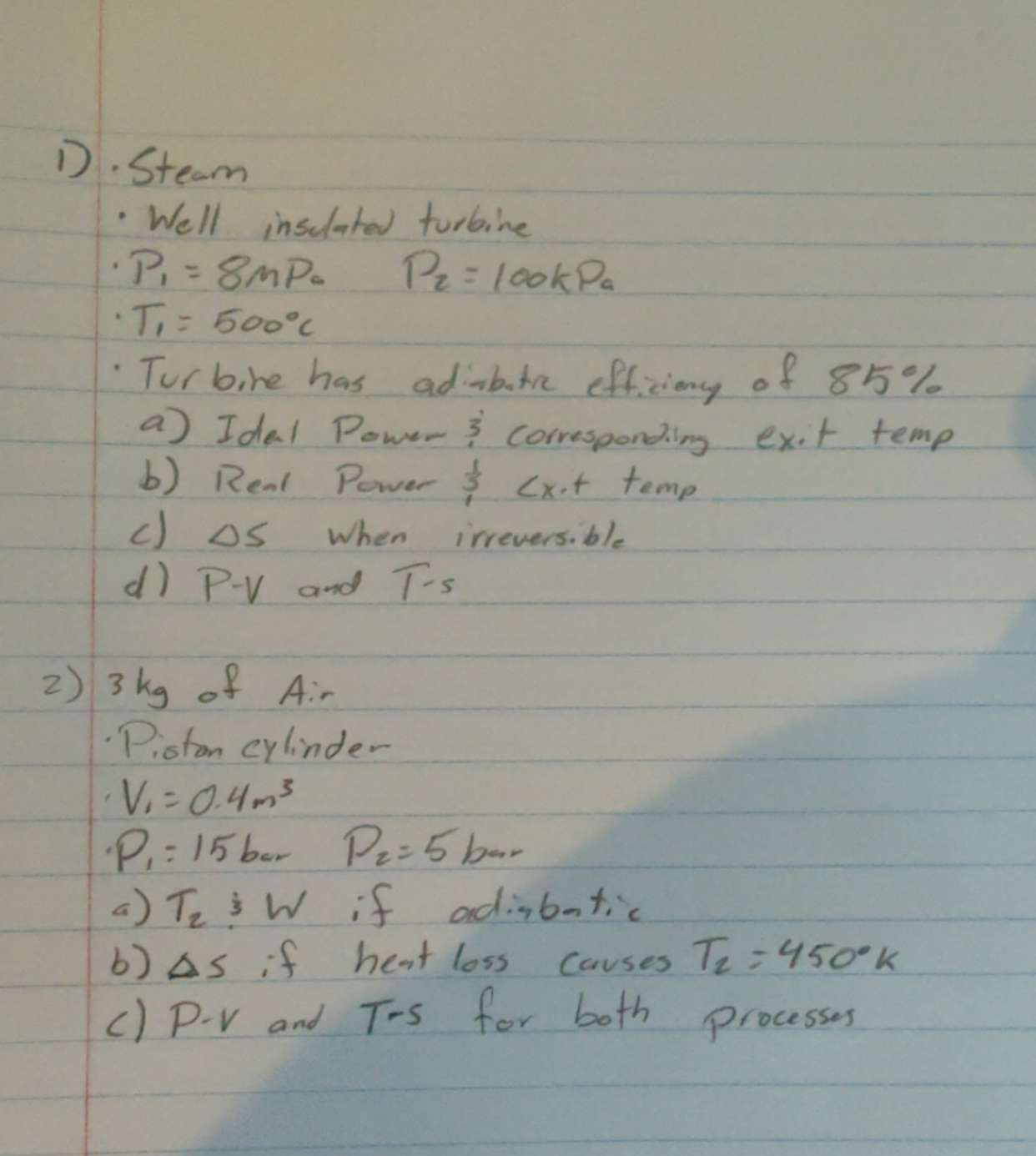 . Steam Well insulatar turbine P 1 = 8 mPa, P 2 =