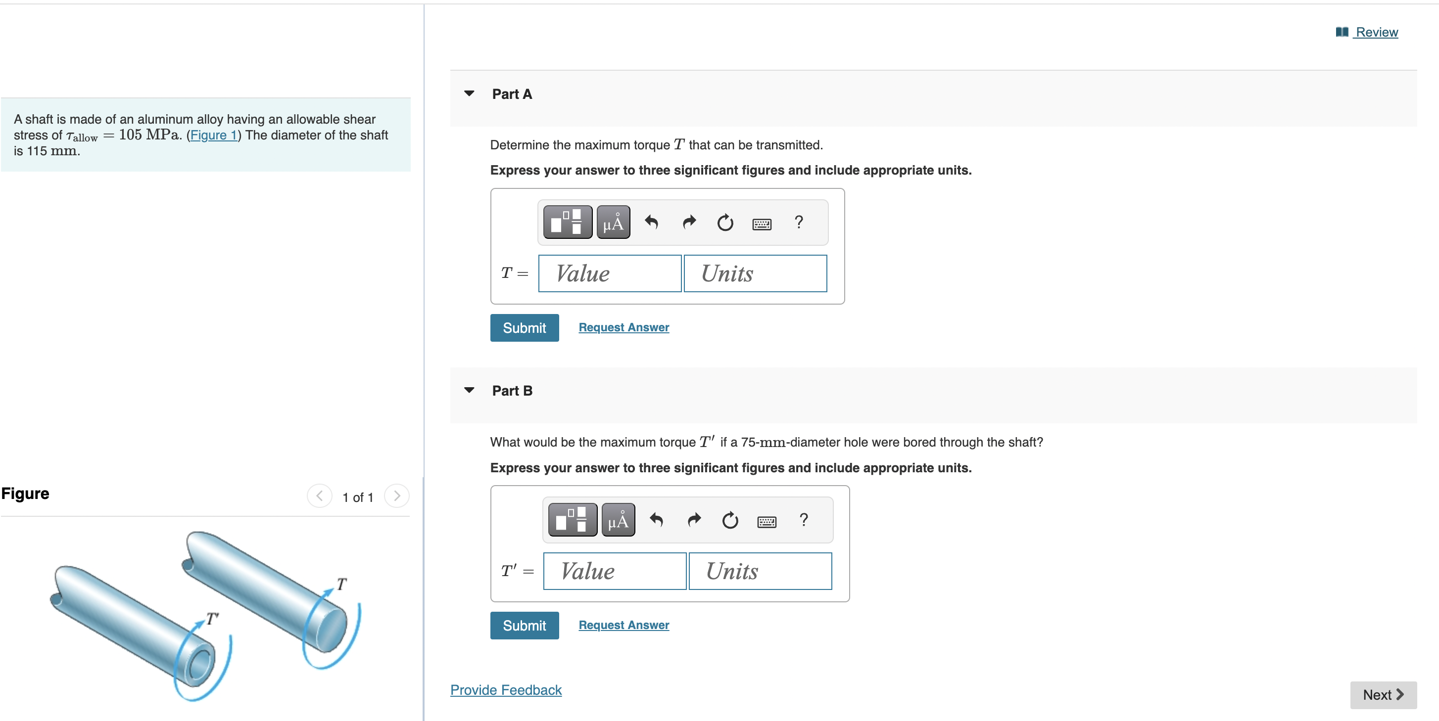A shaft is made of an aluminum alloy having an