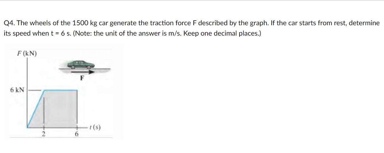 Q 4 . The wheels of the 1 5 0 0 kg car generate