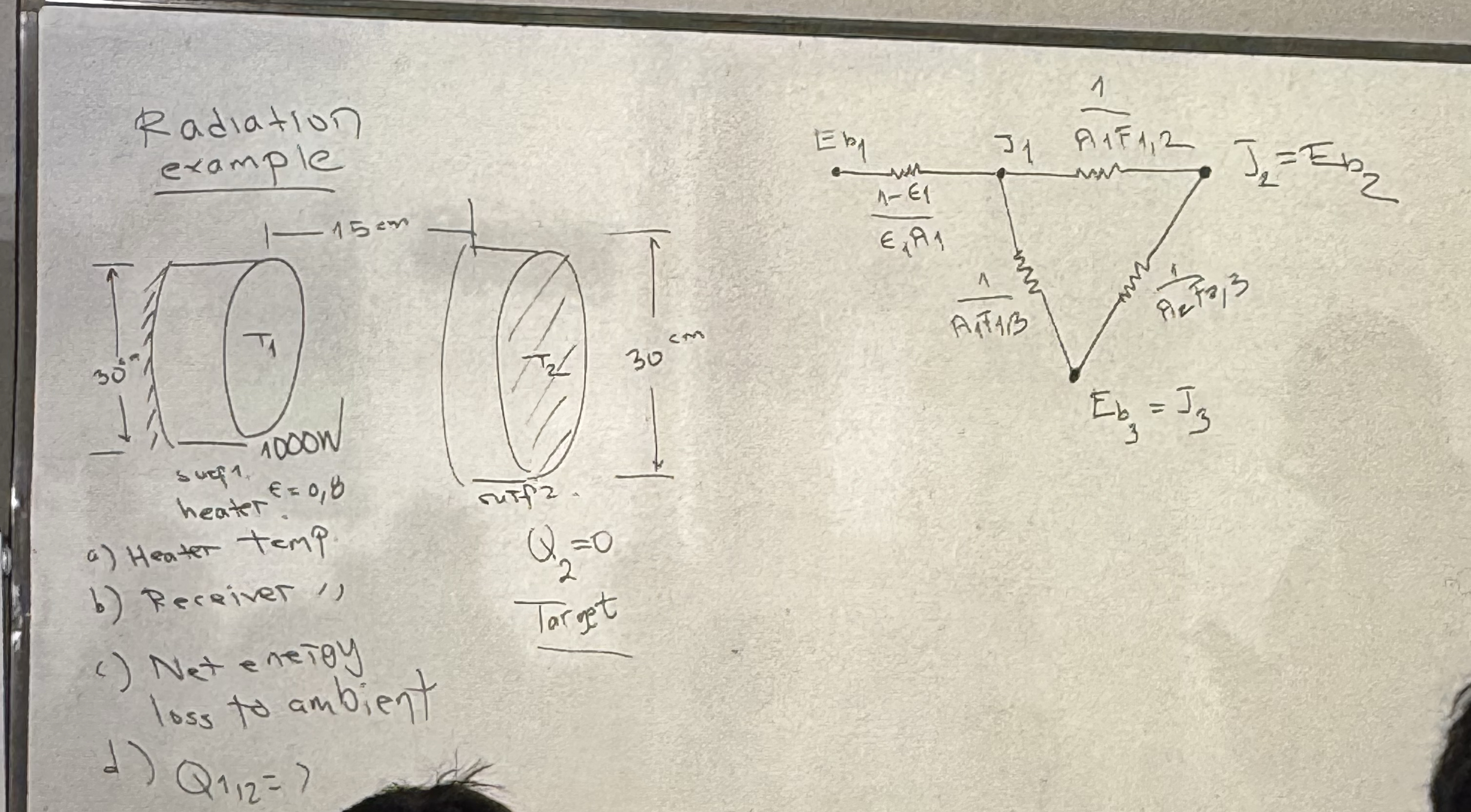 Radiation example a ) Heate temp b ) Recriver " ,
