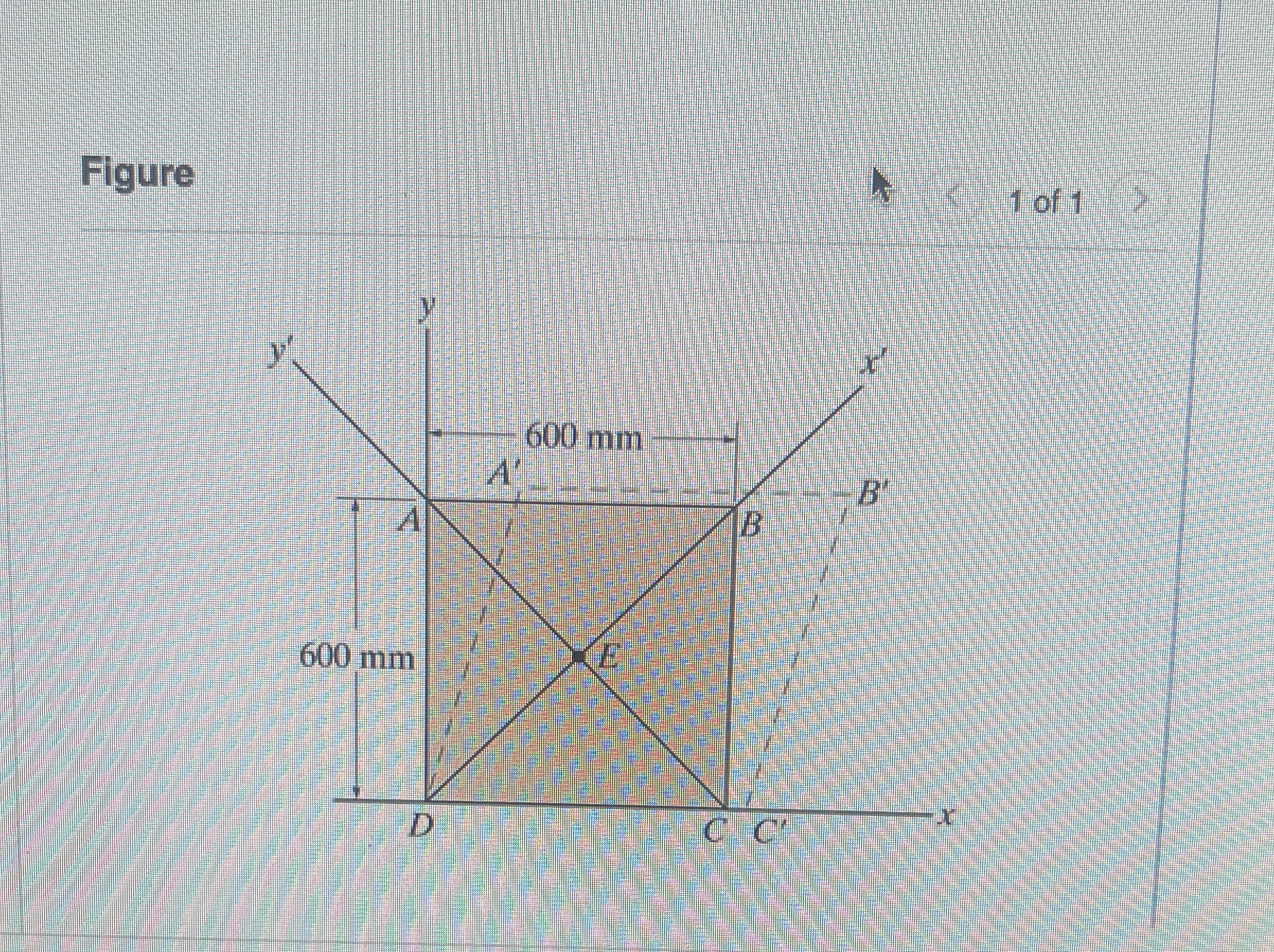 The square plate is deformed into the shape shown