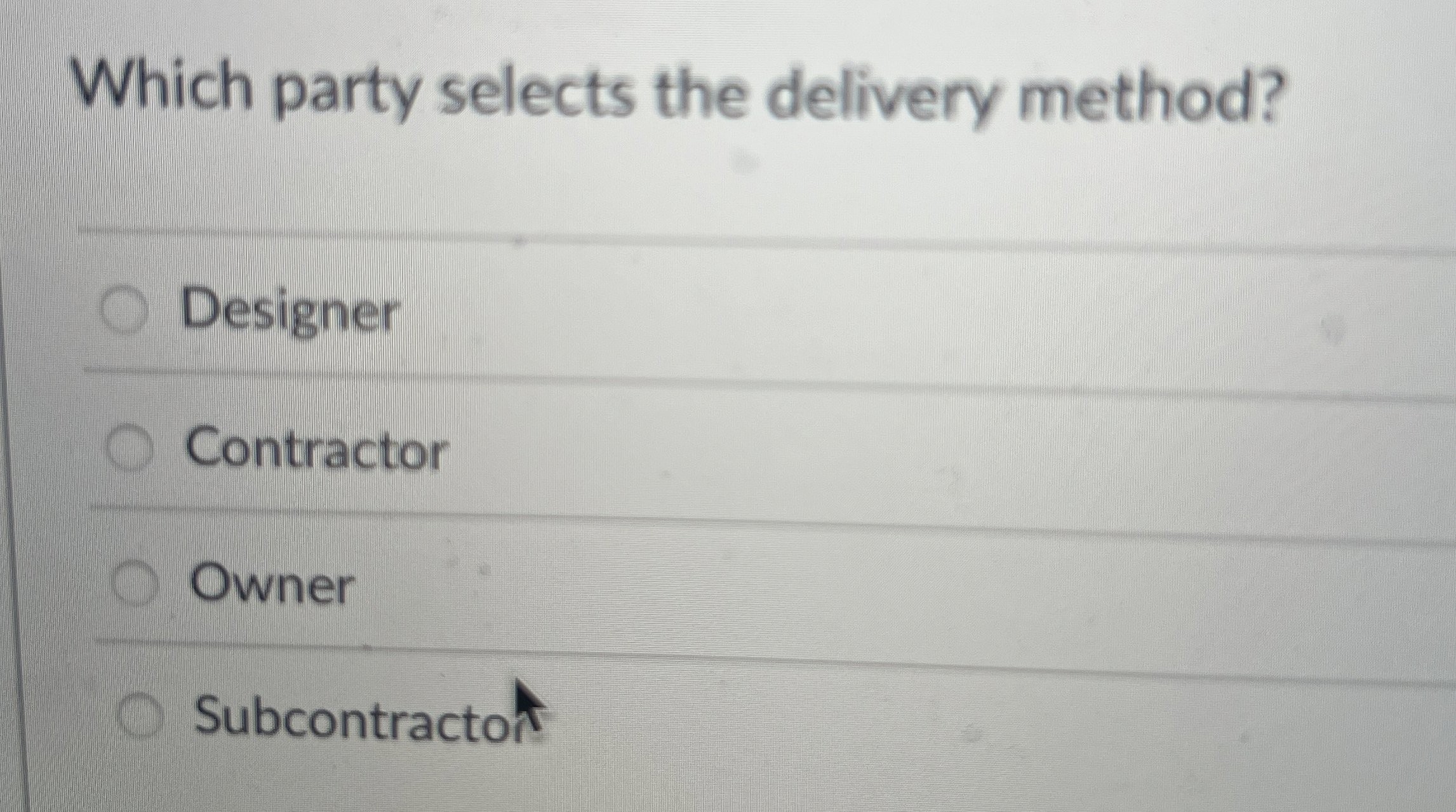 Which party selects the delivery method? Designer