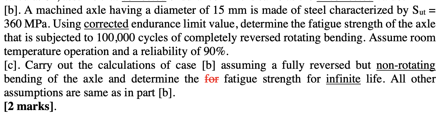 [ b ] . A machined axle having a diameter of 1 5