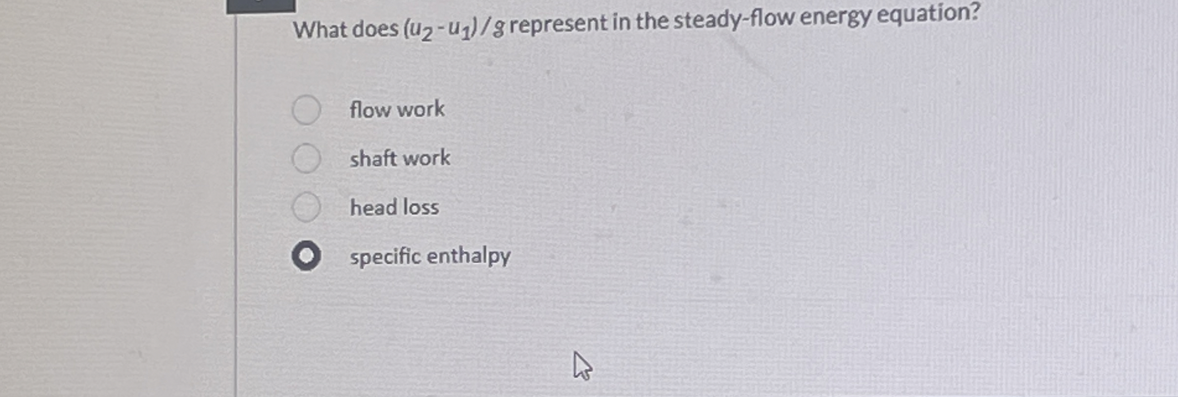 What does u 2 - u 1 g represent in the steady -