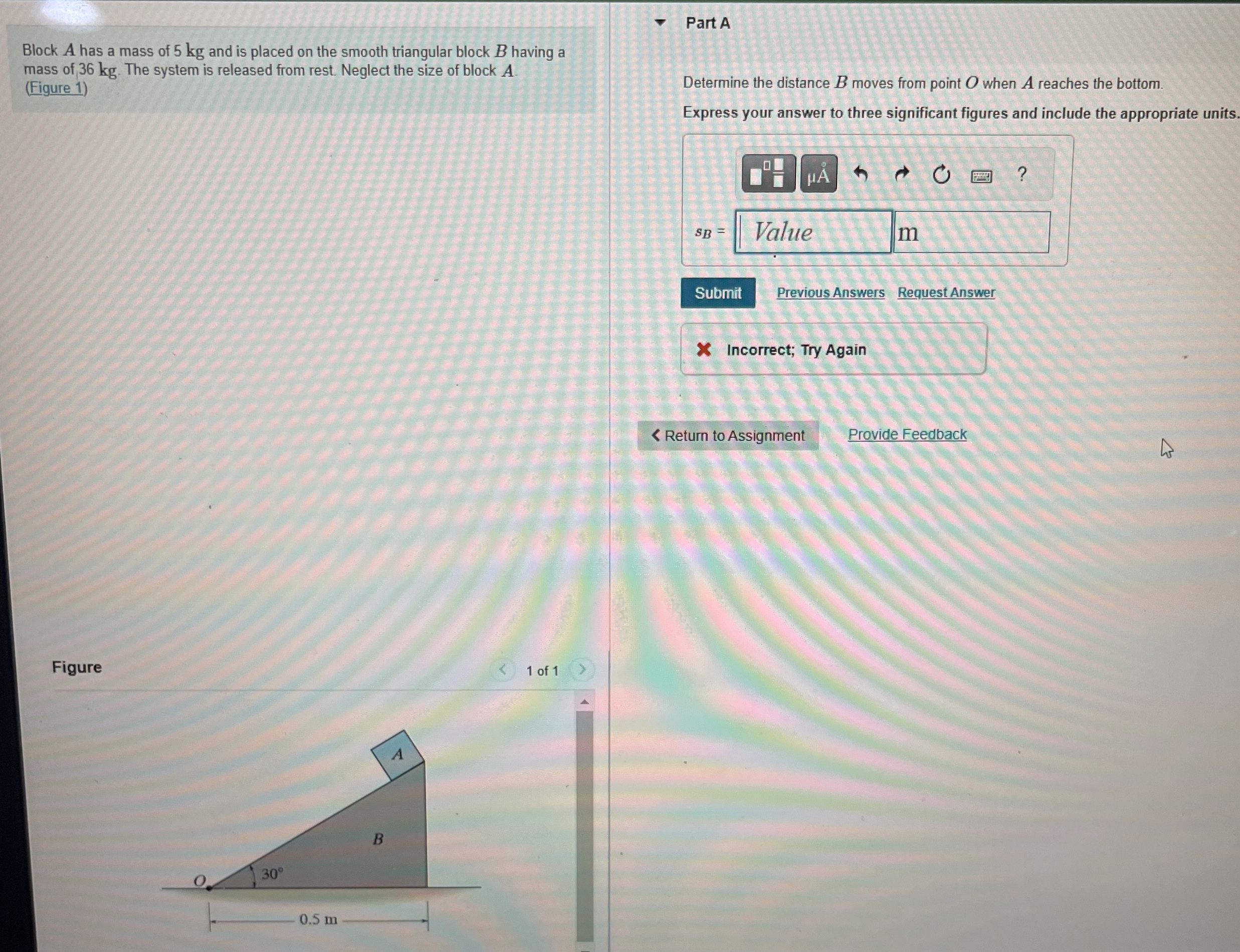 Block A has a mass of 5 kg and is placed on the