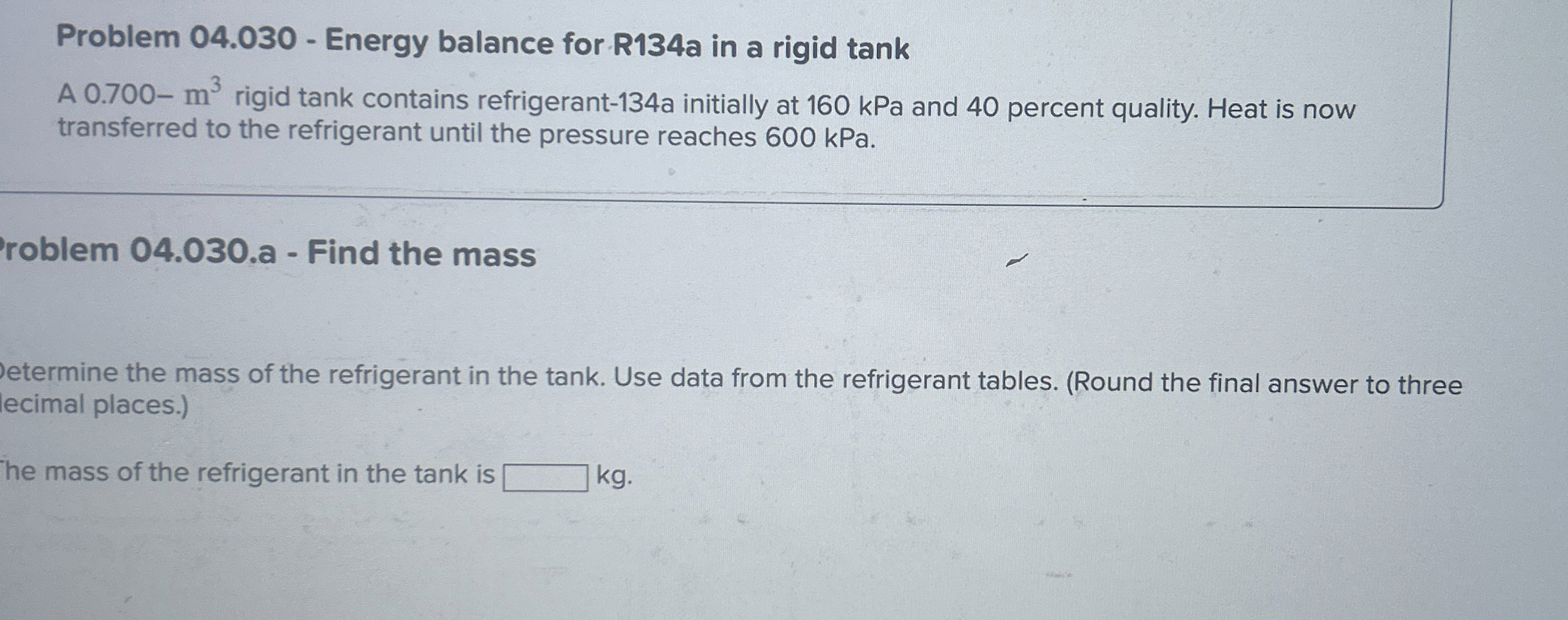 Problem 0 4 . 0 3 0 - Energy balance for R 1 3 4