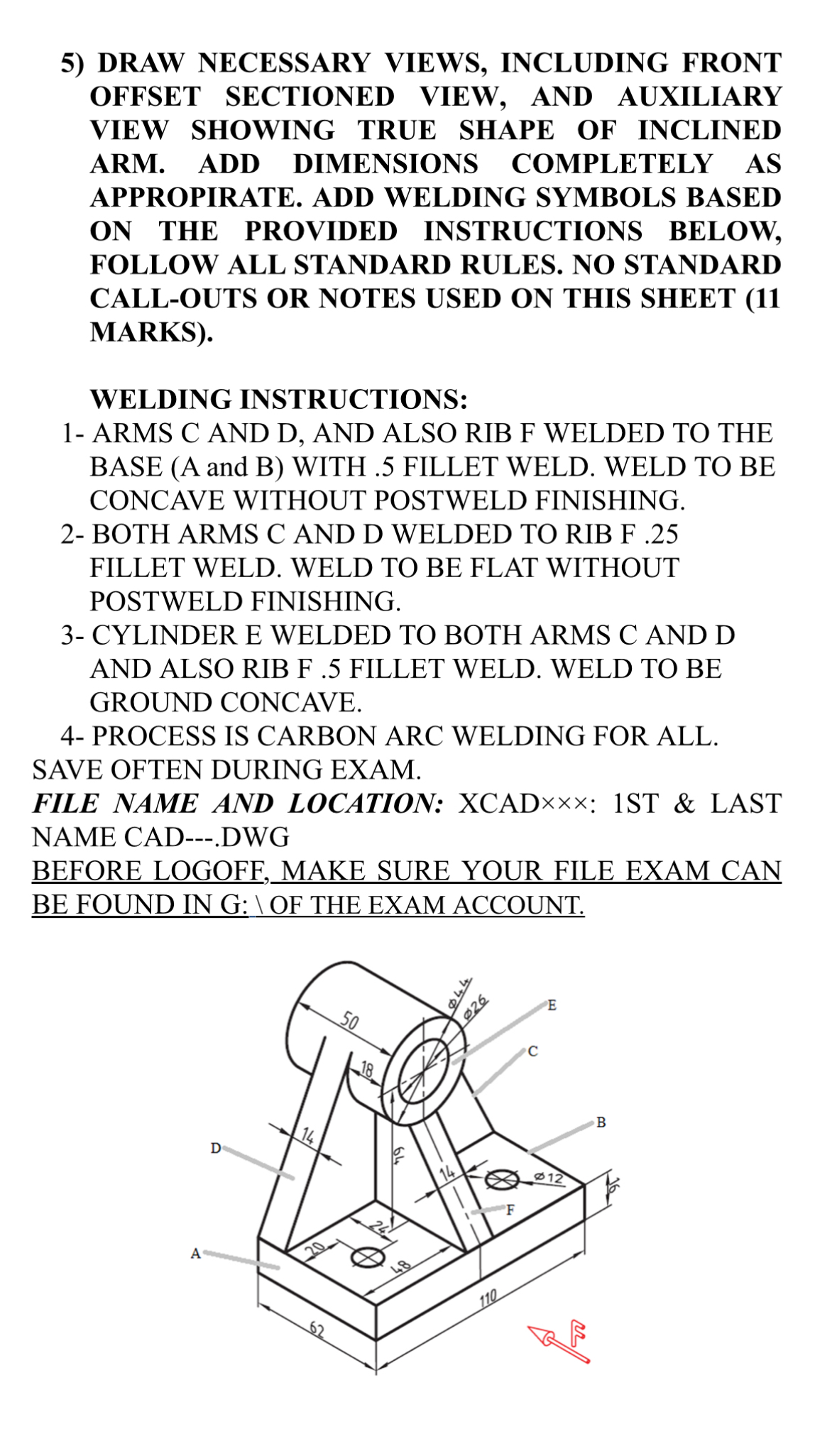 DRAW NECESSARY VIEWS, INCLUDING FRONT OFFSET