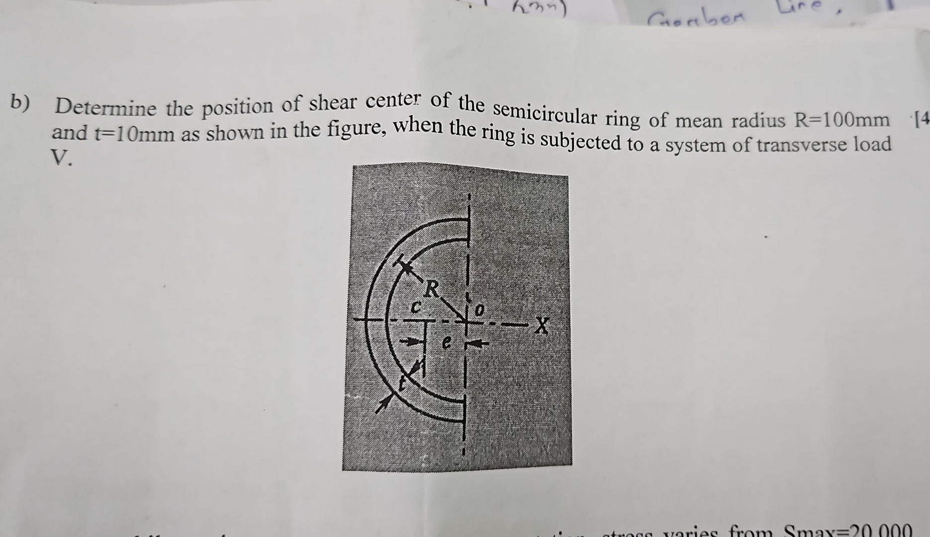 b ) Determine the position of shear center of the