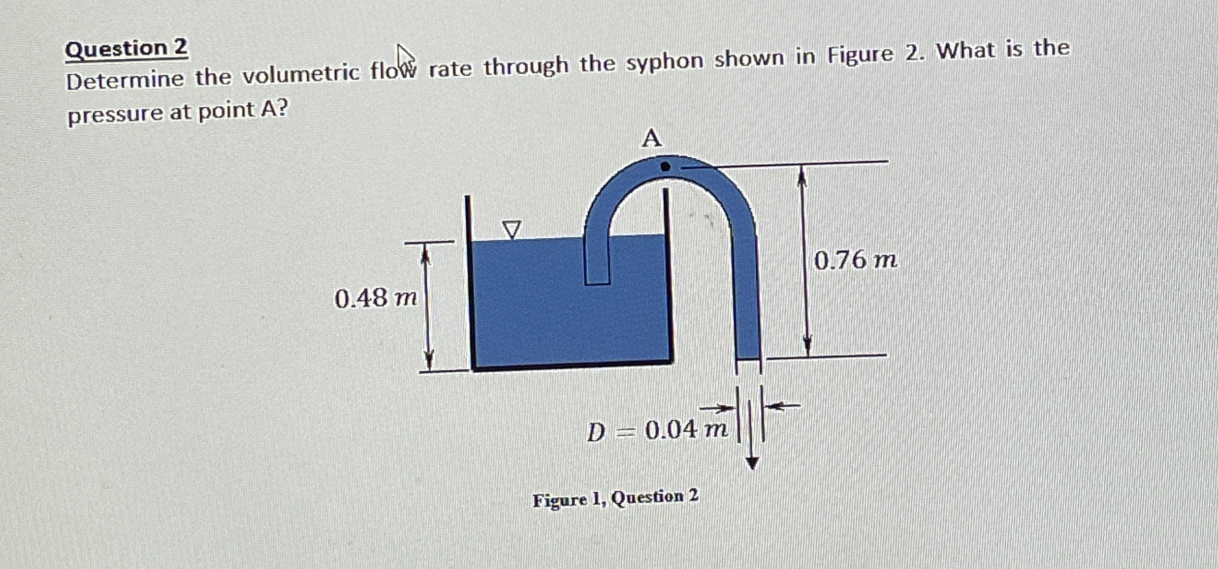 Question 2 Determine the volumetric flow rate