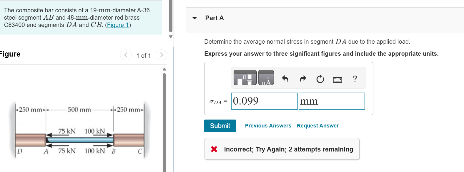 The composite bar consists of a 1 9 - mm -