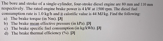The bore and stroke of a single - cylinder, four