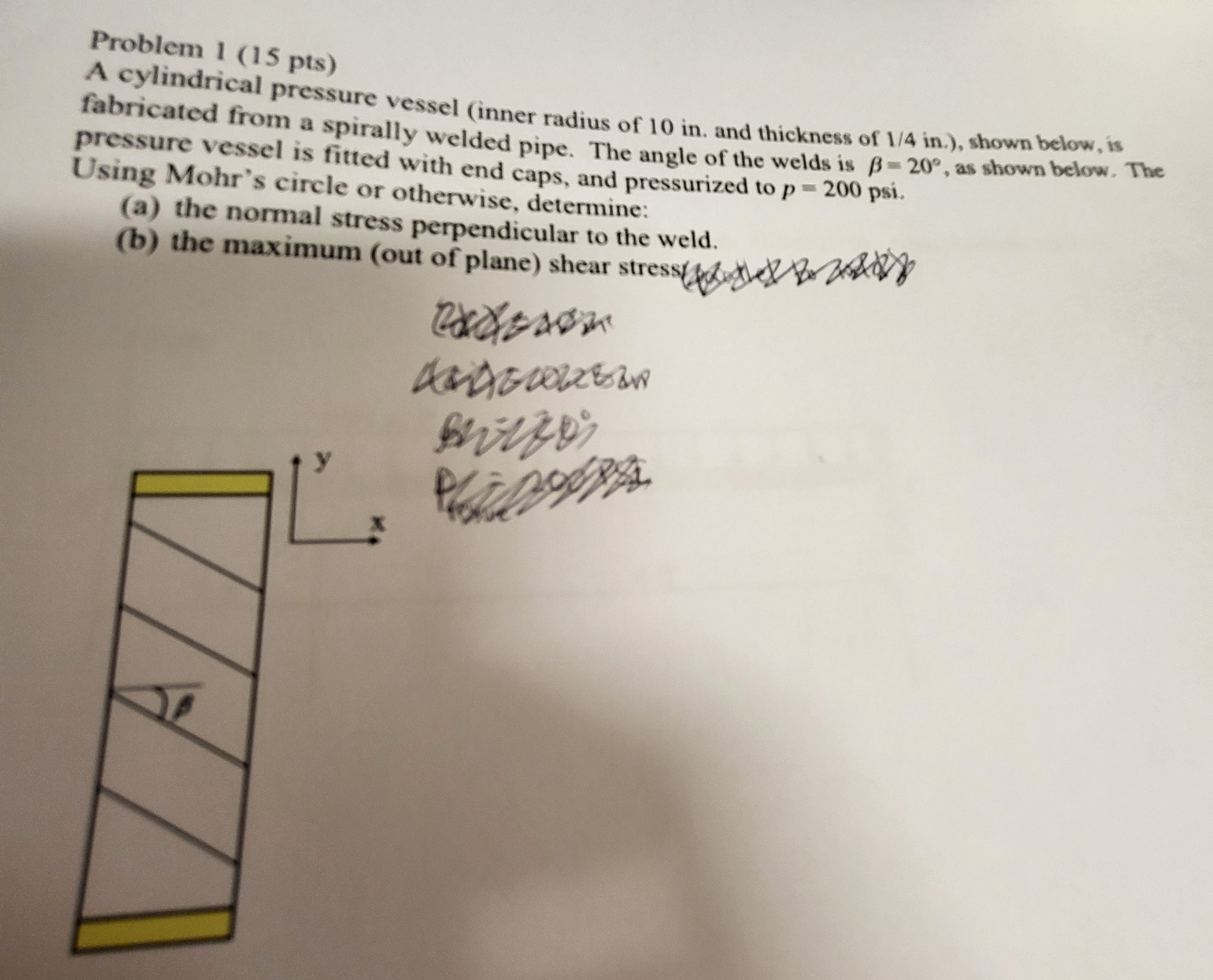 Problem 1 ( 1 5 pts ) A cylindrical pressure