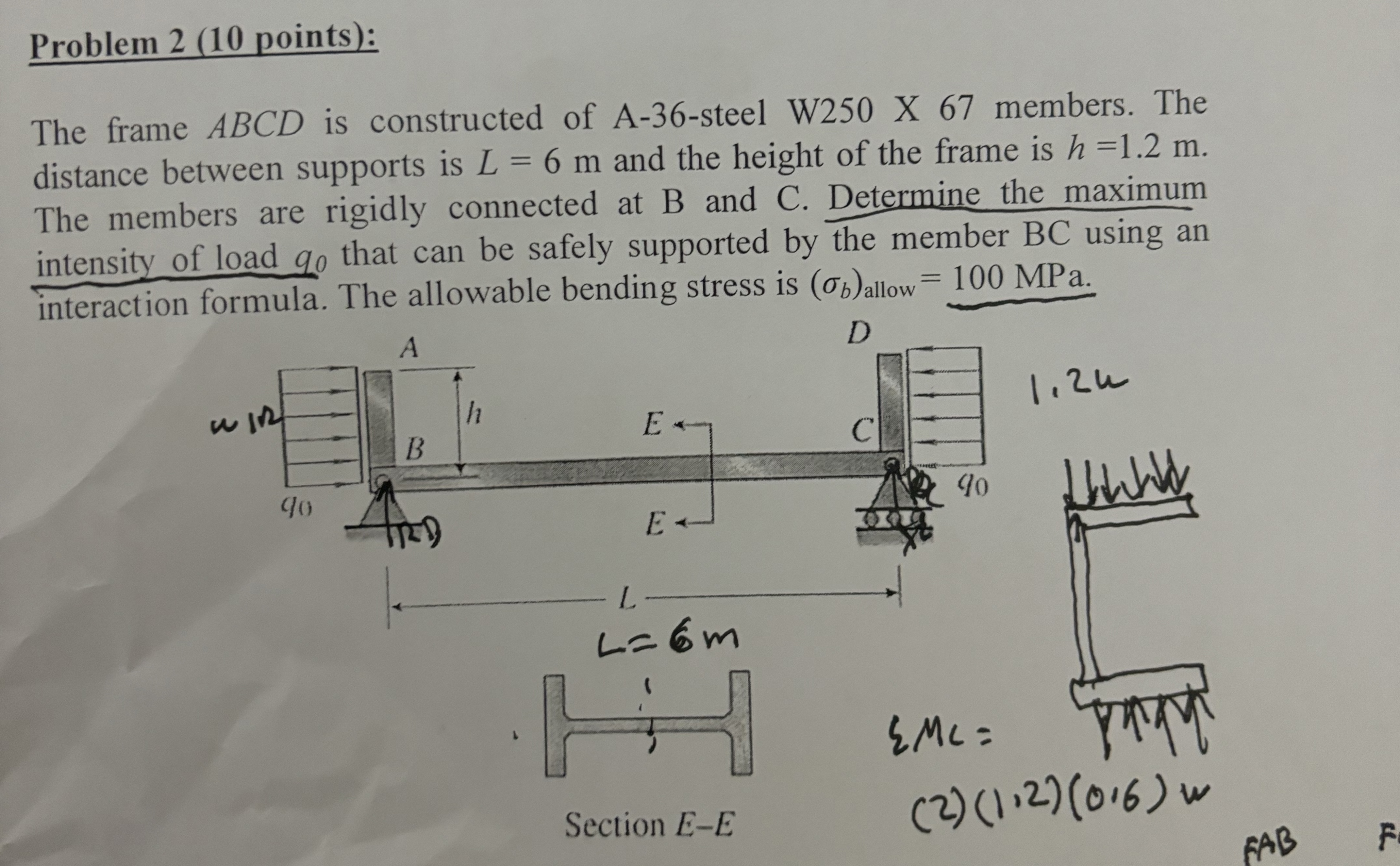 Problem 2 ( 1 0 points ) : The frame ABCD is