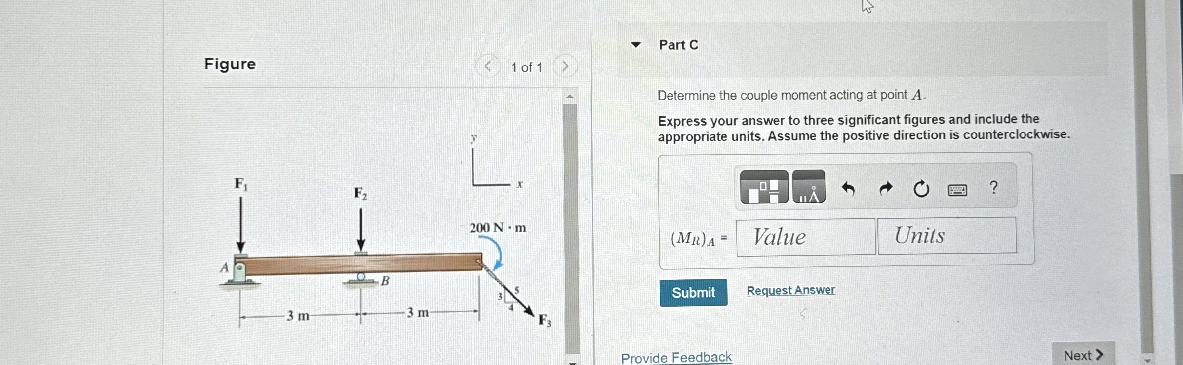 Figure 1 of 1 Determine the couple moment acting