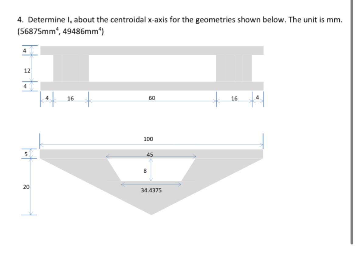Determine I x about the centroidal x - axis for