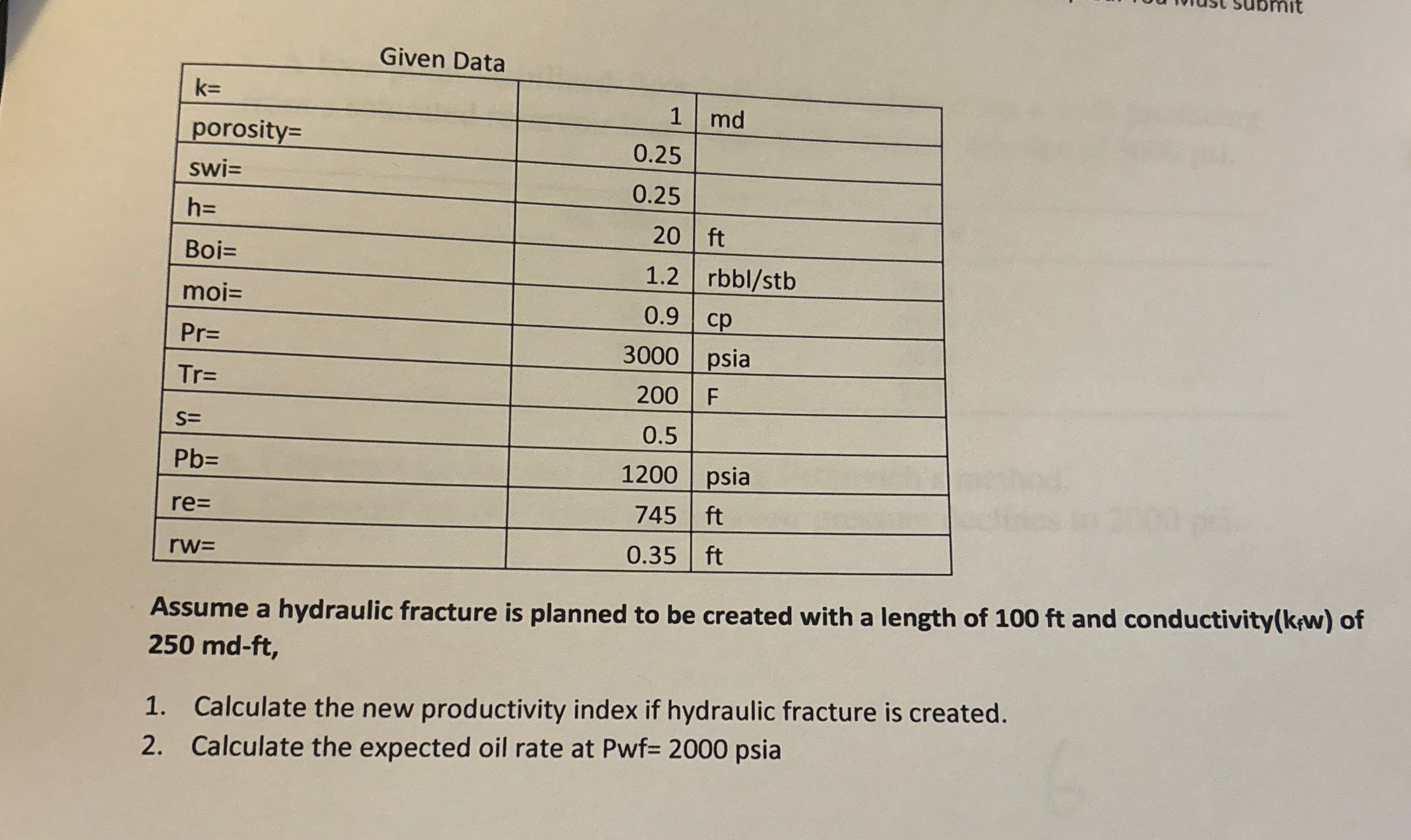 Given Data \ table [ [ k = , 1 , md ] , [