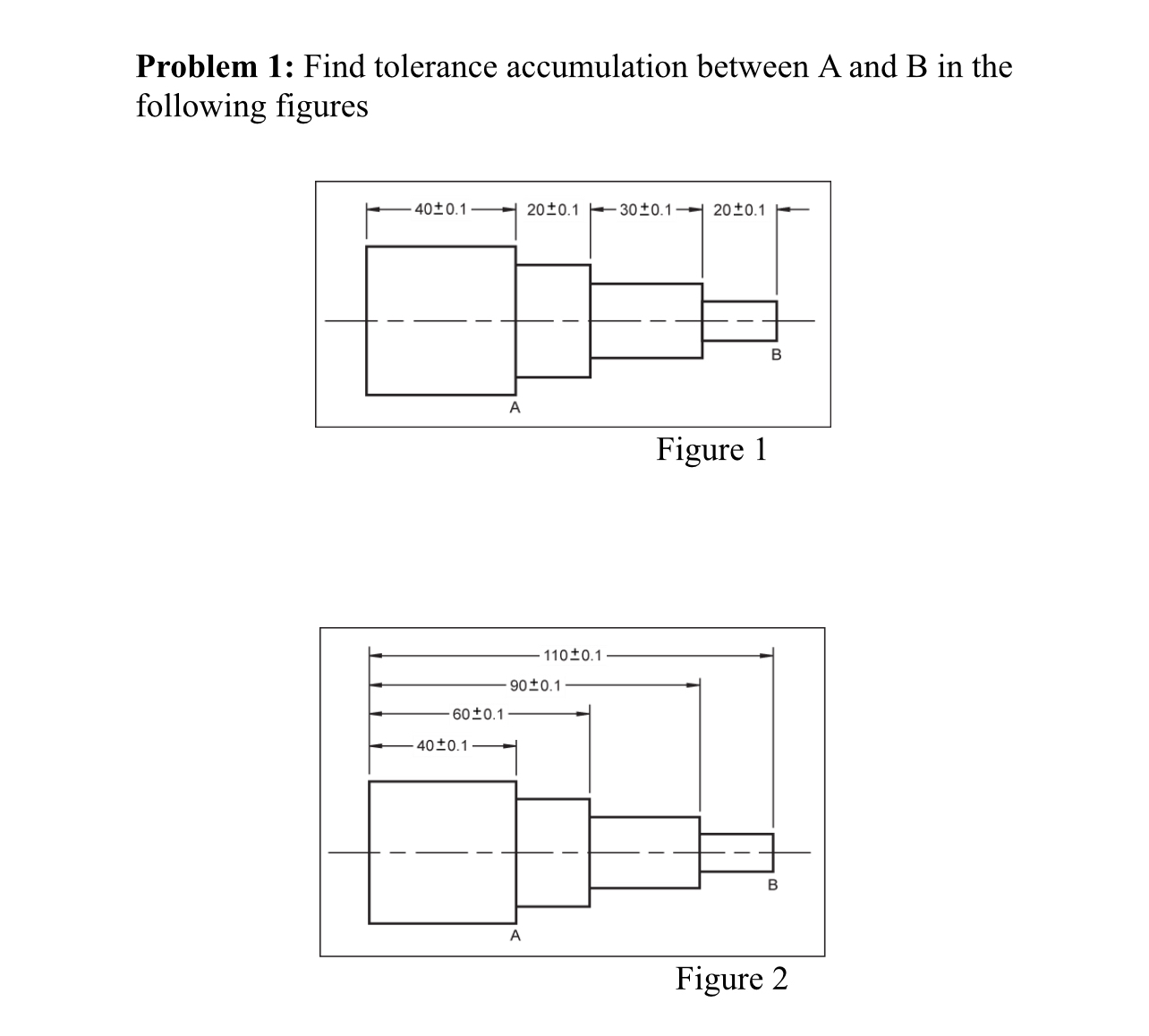 Problem 1 : Find tolerance accumulation between A