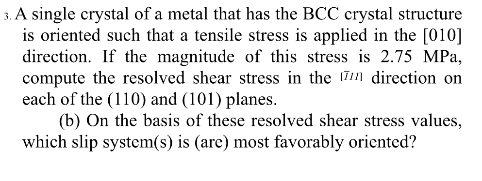 A single crystal of a metal that has the BCC