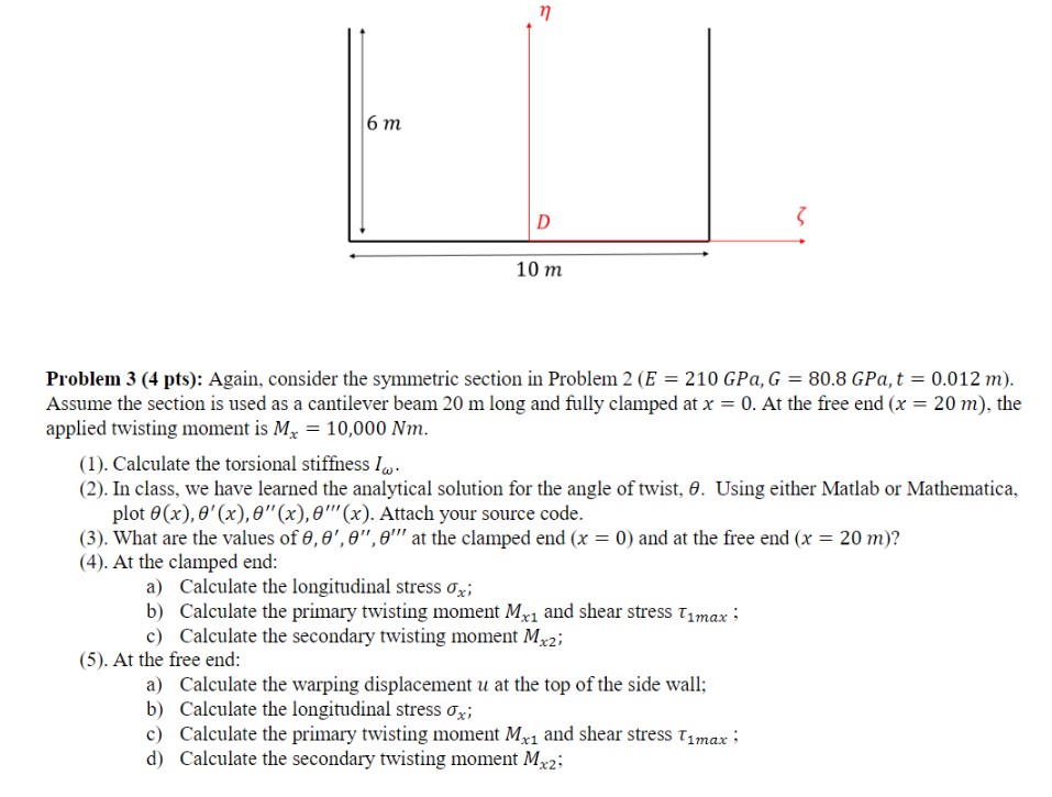 Consider the symmetric section in Problem GPa, G