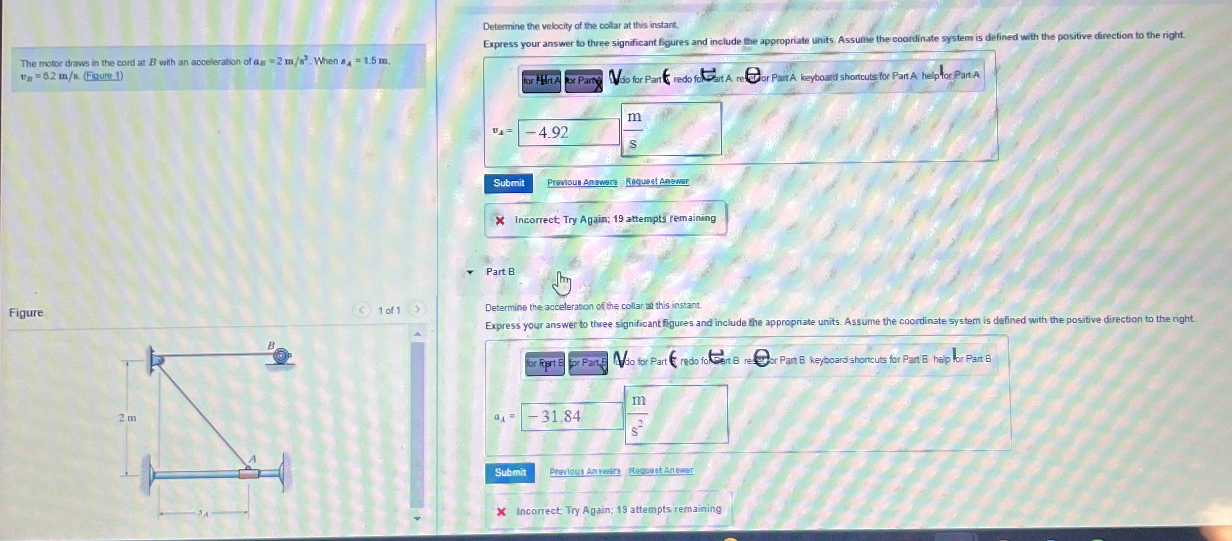Determine the velocity of the collar at this