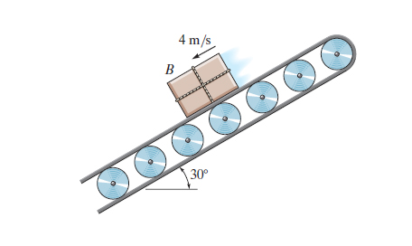 The conveyor belt is moving downward at 4 m / s .