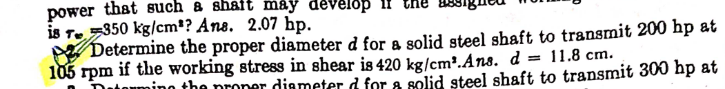 Determine the proper diameter d for a solid steel