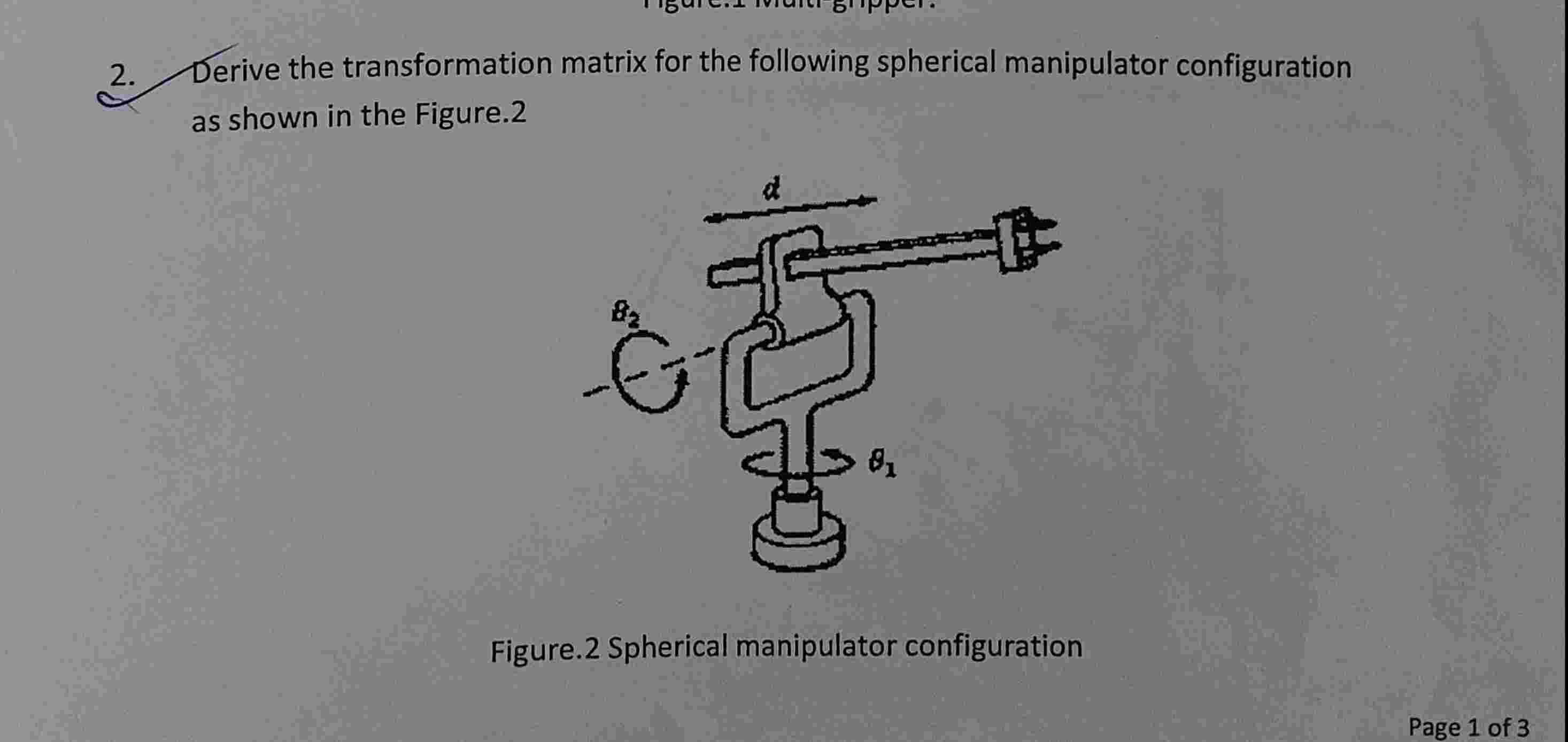 2 . Derive the transformation matrix for the