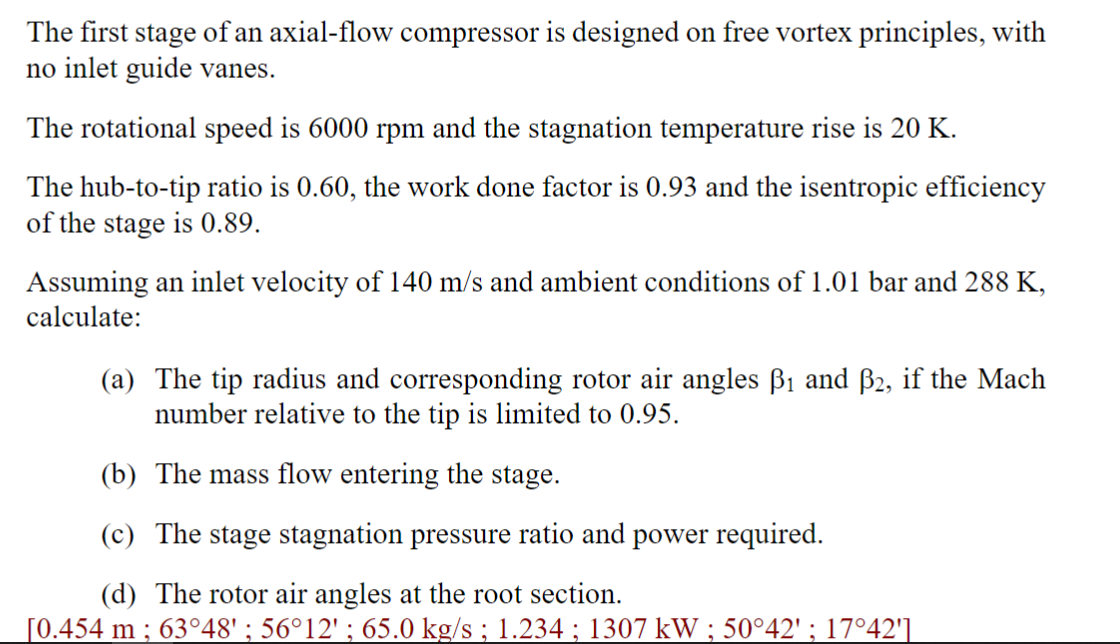 The first stage of an axial - flow compressor is