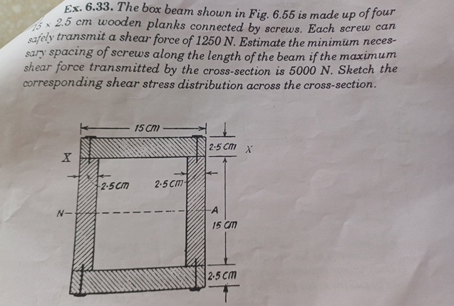 Ex . 6 . 3 3 . The box beam shown in Fig. 6 . 5 5