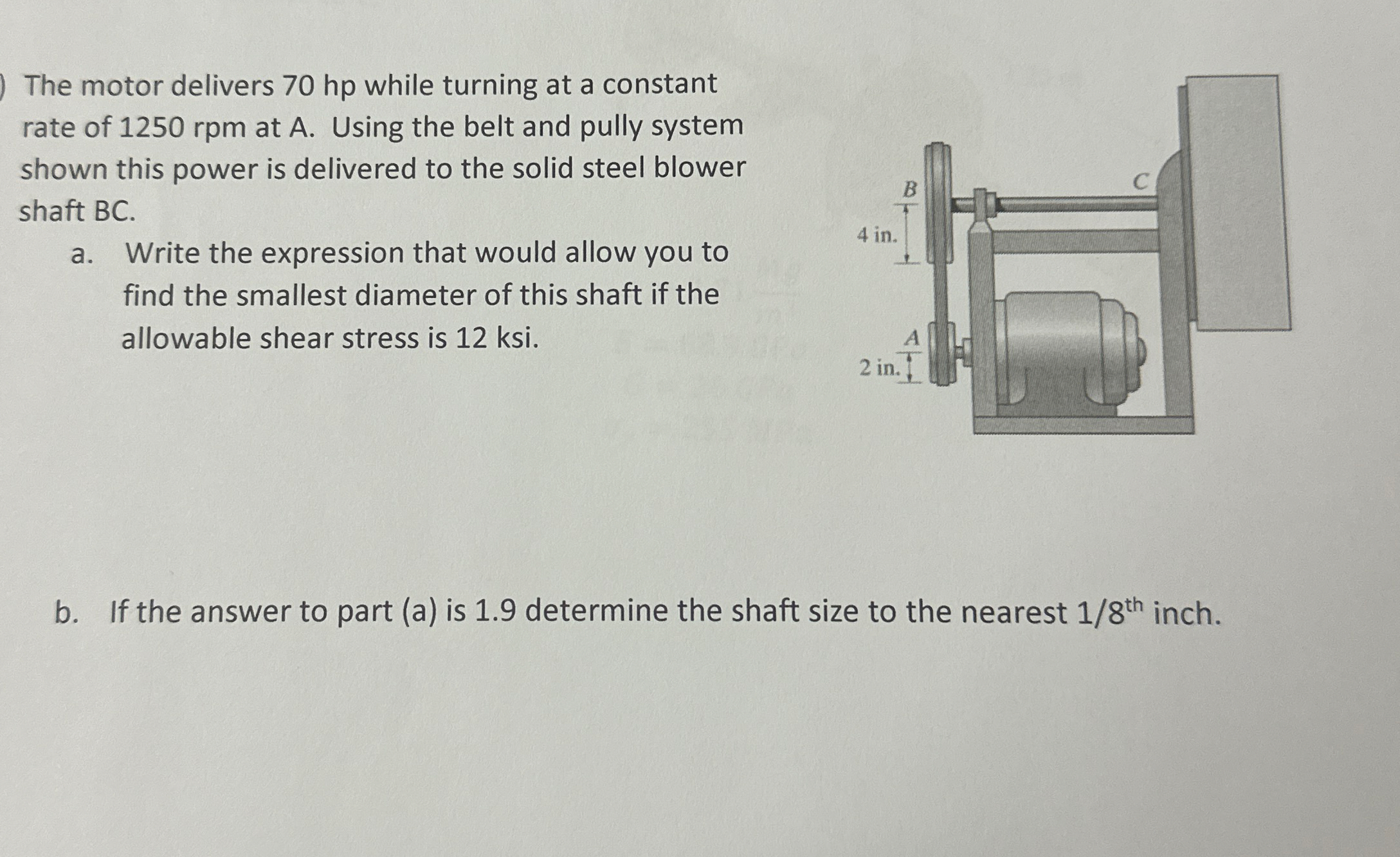 The motor delivers 7 0 hp while turning at a